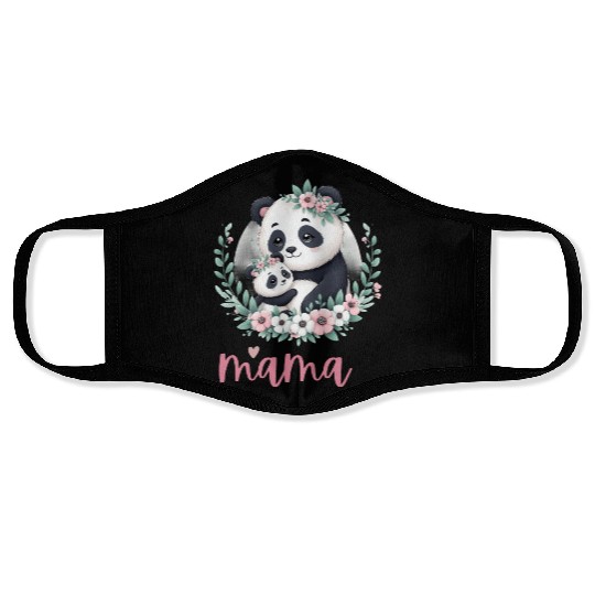 Panda Lover I Mama Panda And Cub Mother's Day Face Masks