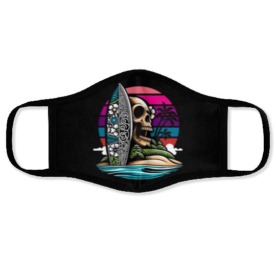 Surfing Surfer Skull Nature Face Masks