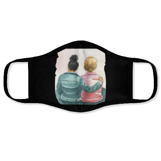 Watercolor Lesbian Couple Face Masks