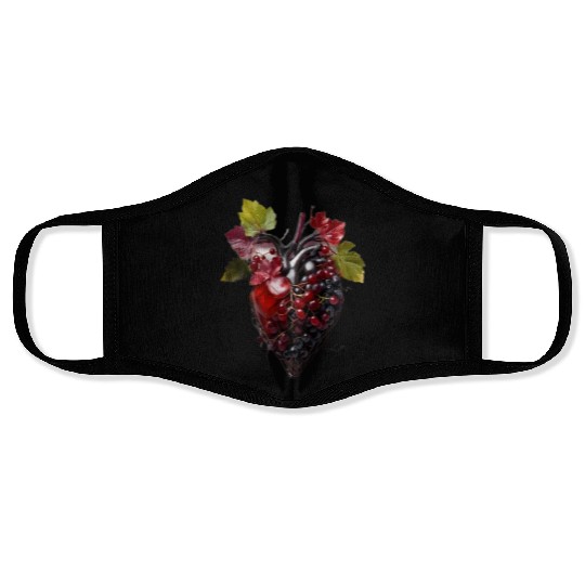 Human heart made with wine Face Masks