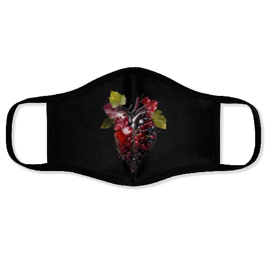 Human heart made with wine Face Masks