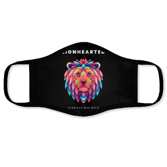 Black Purple Illustrative Lion Face Masks