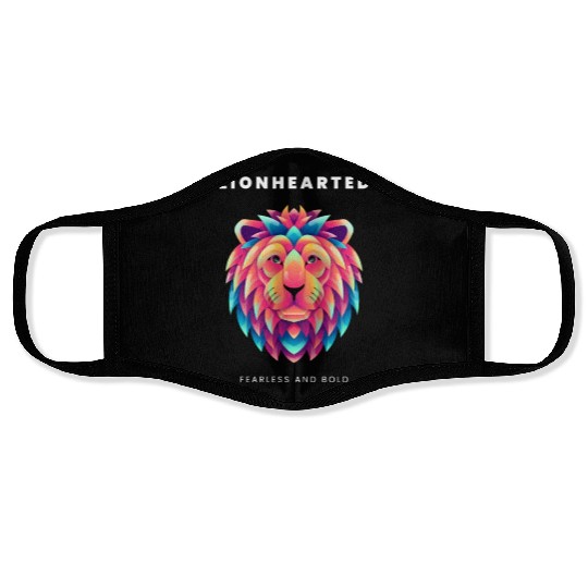Black Purple Illustrative Lion Face Masks