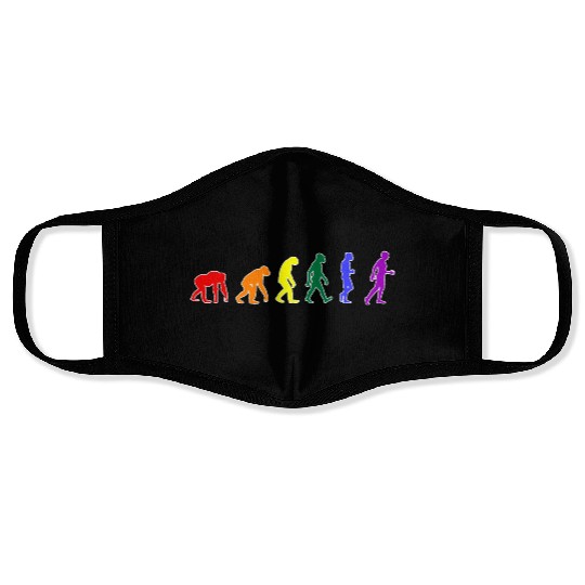 Rainbow Evolution (White Outline) Face Masks