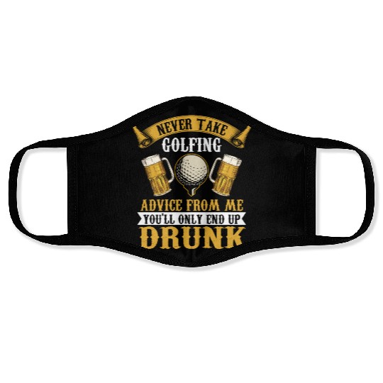 Funny golf beer golfing Face Masks