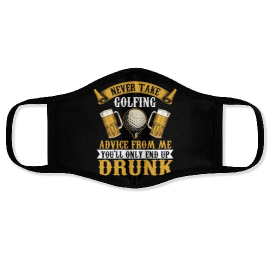Funny golf beer golfing Face Masks