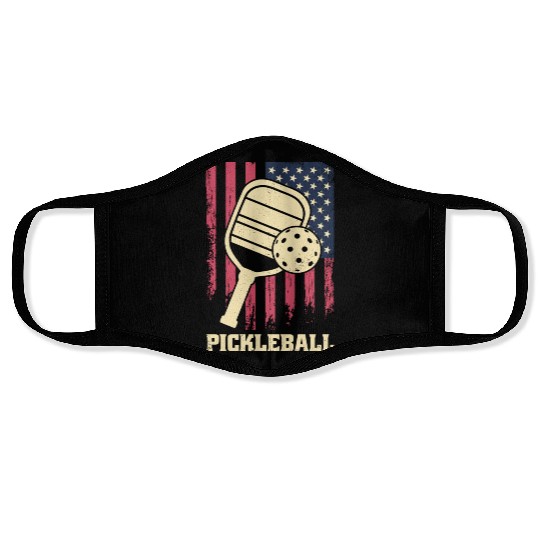 Patriotic Pickleball Passion Face Masks