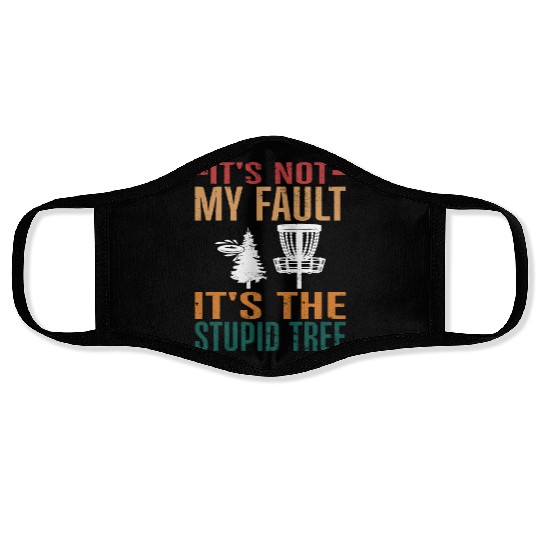 Retro Disc Golf Stupid Tree Disc Golfer Face Masks