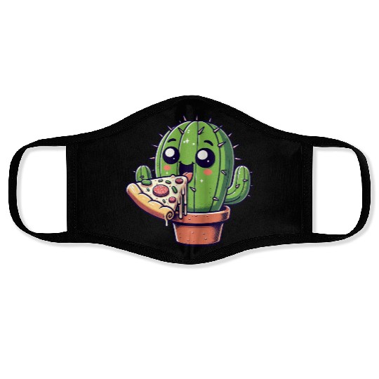 Cute Cactus Pizza Comic Face Masks