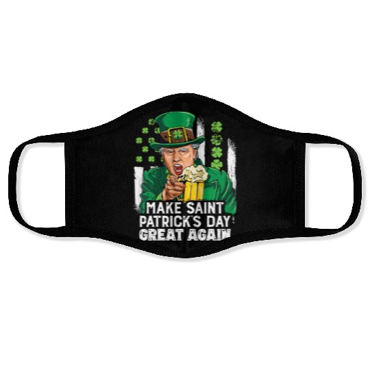 Funny Trump 2024 Make St Patrick's Day Great Again Face Masks