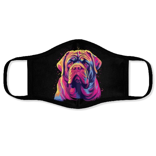 Watercolor Colorful Neapolitan Mastiff Face Masks