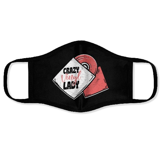 Crazy Vinyl Lady Record Vintage Fan Face Masks