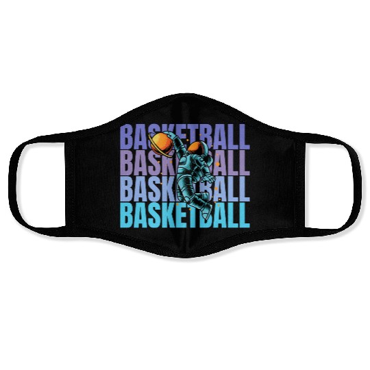 Astronaut Dunking Basketball Creative Illustration Face Masks