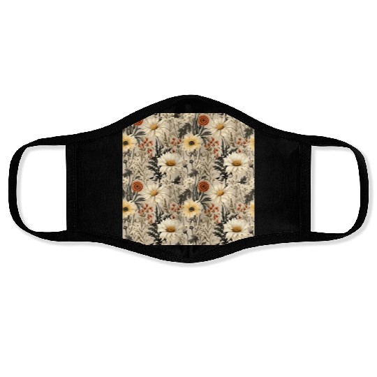 Delicate Wildflowers Pattern Face Masks