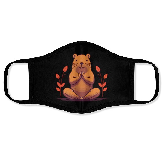 YOGI Capybara Cute Rodent Doing YOGA Face Masks
