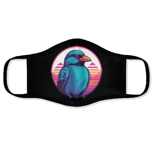 Synthwave Blue Bird 2 Face Masks