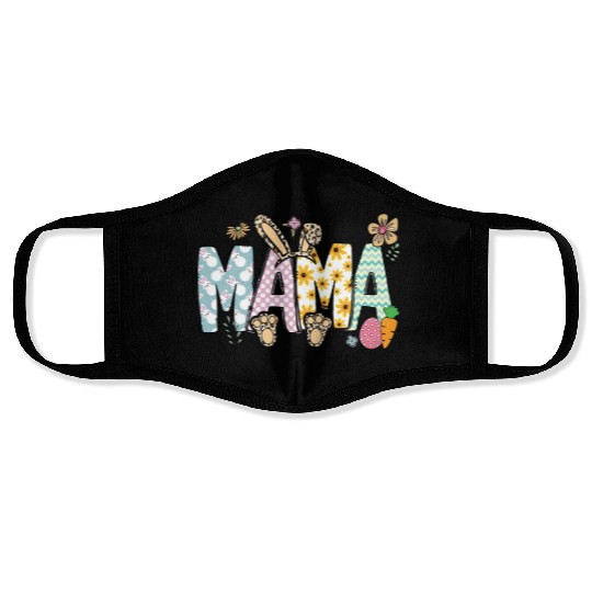 Mama Bunny Easter Vibes Doodle Lettered Face Masks
