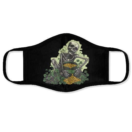 St Patricks Skeleton Pot of Gold Face Masks