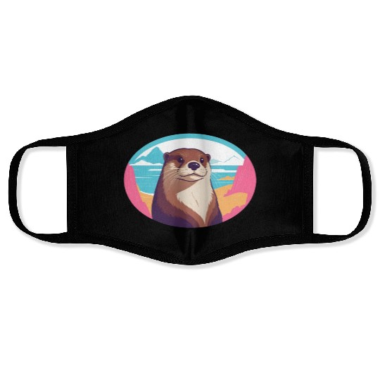 Synthwave Otter 2 Face Masks