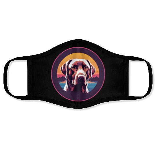 Synthwave Labrador Retriever Face Masks