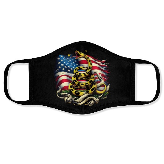 Gadsden Snake American Flag Face Masks
