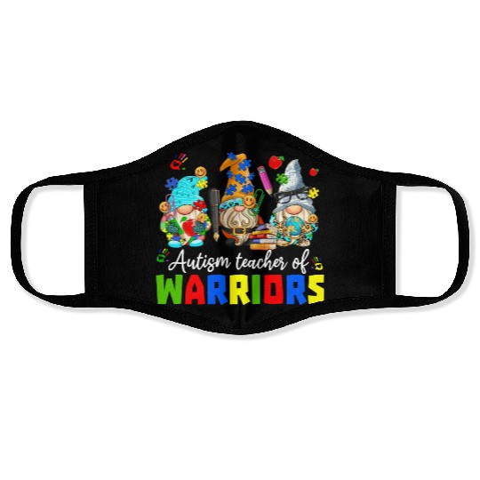 Autism Teacher Warriors Autism Autism Gnome Gift Face Masks