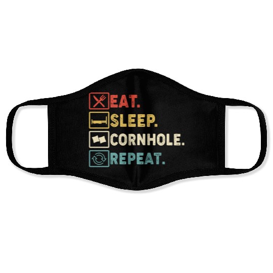 Eat Sleep Cornhole Repeat Face Masks