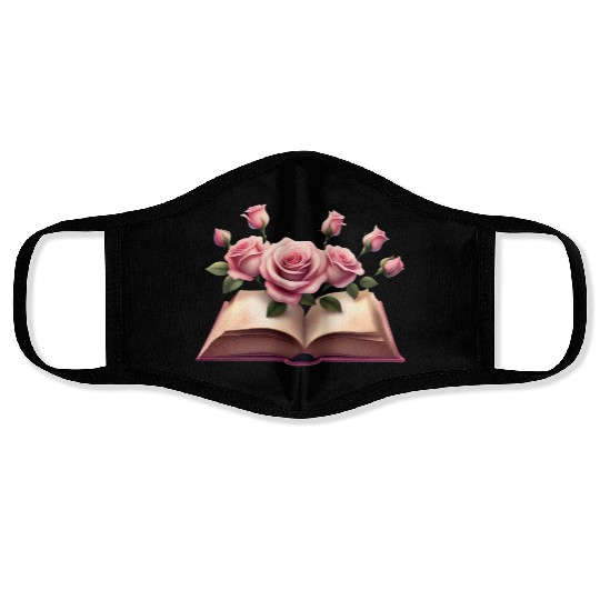 Book and Flower, Rose Face Masks