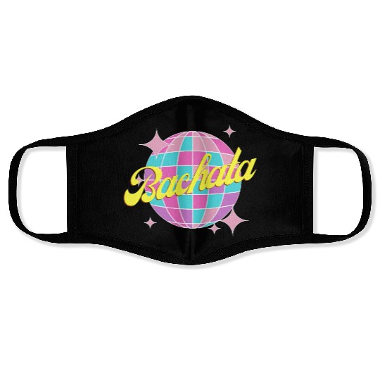 Bachata dance neon color disco ball Face Masks