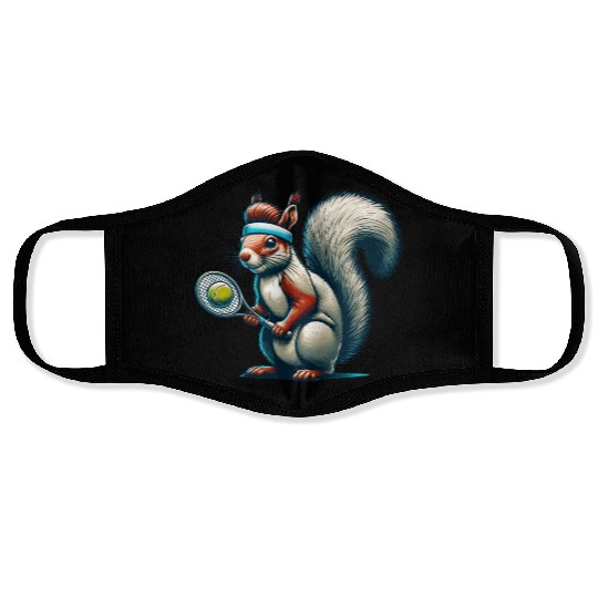 Tennis Player Squirrel Animal Lover Design Face Masks