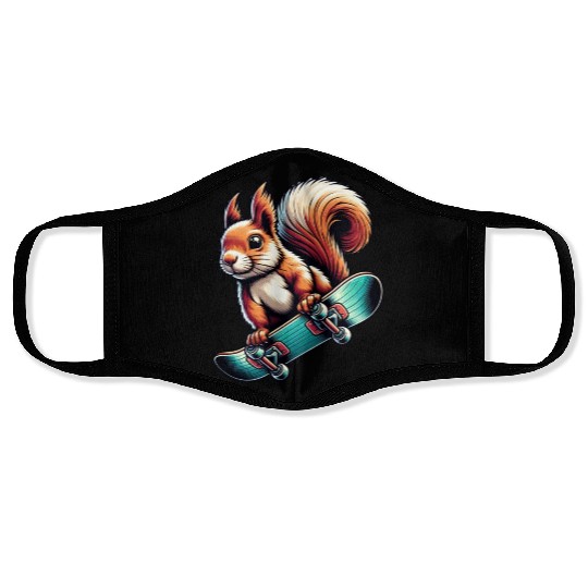 Skateboard Sport Squirrel Nuts Animal Lover Face Masks