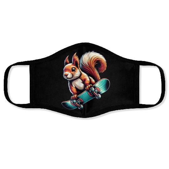 Skateboard Sport Squirrel Nuts Animal Lover Face Masks