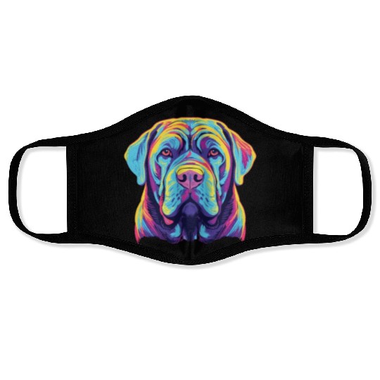 Watercolor Colorful Neapolitan Mastiff Face Masks