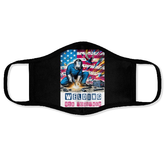 Welding USA Togehter Eagle USA Flag Face Masks