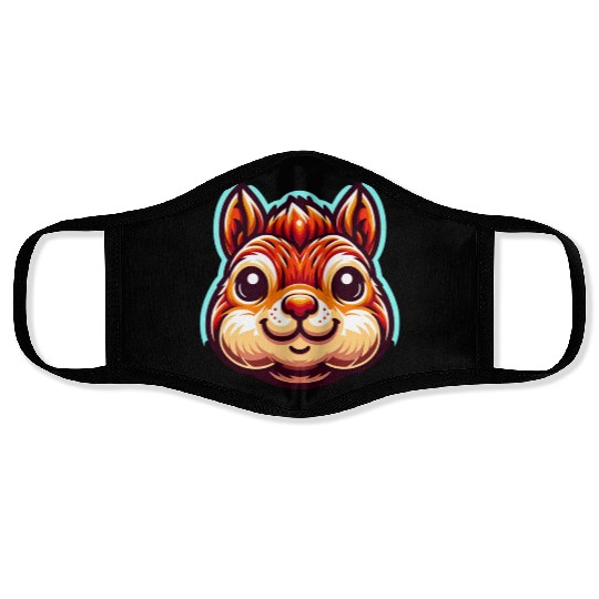 Cute Head Squirrel Love Animal Design Face Masks