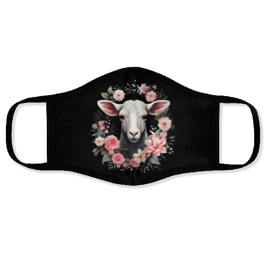 Goat Flowers Farmer Gift Face Masks
