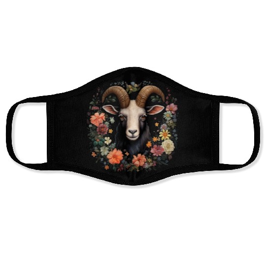 Goat Flowers Farmer Gift Face Masks