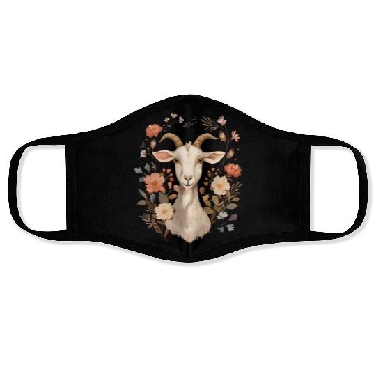 Goat Flowers Farmer Gift Face Masks