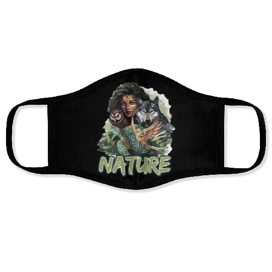 Nature-Inspired Wolf Owl Turtle Phoenix Woman Face Masks
