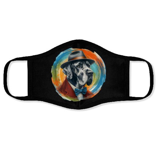 Great Dane Cartoon Face Masks