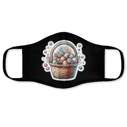 Cute Easter Egg Basket Soft Pastel Color Face Masks