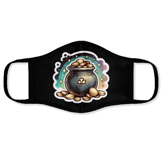 Saint Patrick's Day Sparkly Pot of Gold Face Masks