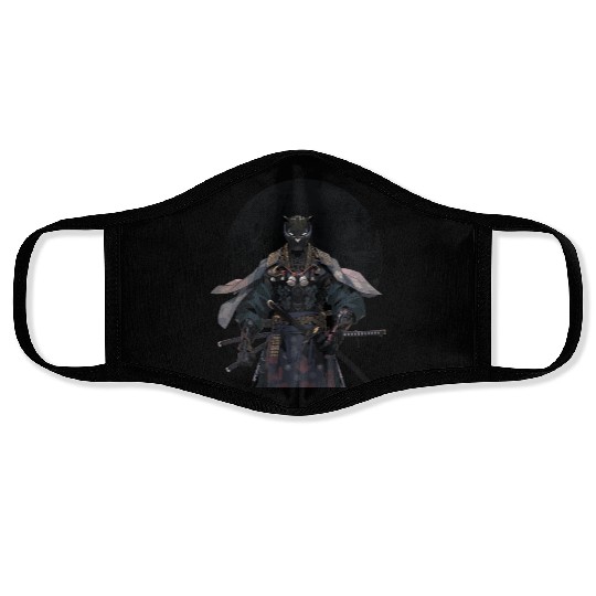 Anime Panther Warrior Samurai katana Face Masks