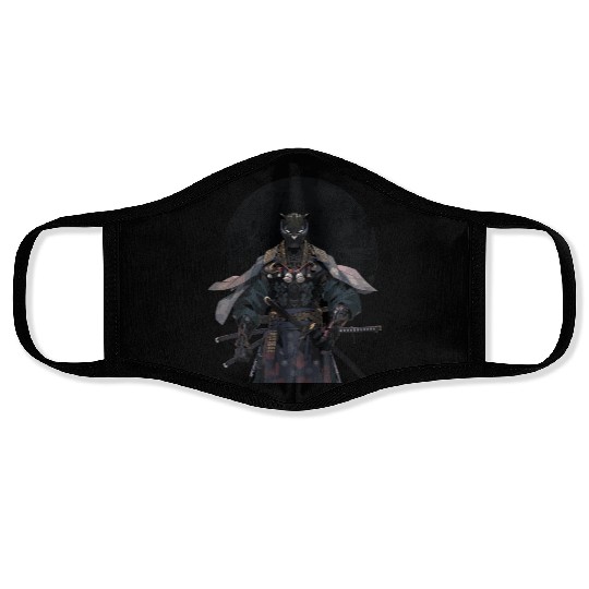 Anime Panther Warrior Samurai katana Face Masks