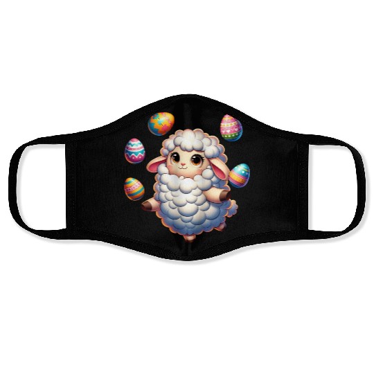 Colorful Easter Egg Juggling Lamb Cartoon Face Masks