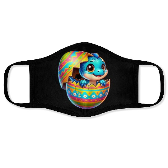 Easter Egg Dino T-Rex Hatching Colorful Cartoon Face Masks