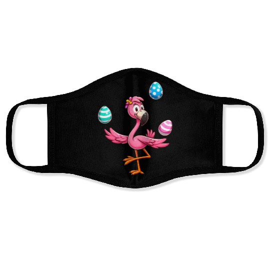 Flamingo Juggler with Easter Eggs Celebration Face Masks