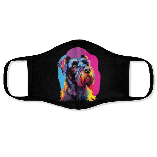 Watercolor Colorful Giant Schnauzer Face Masks