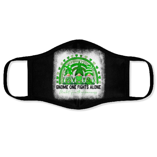 Gnome Green Rainbow Mental Health Awareness Face Masks