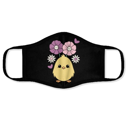 Chick Chicken Spring Flowers Summer Easter Garden Face Masks